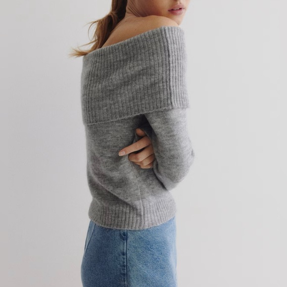 H&M Gray Off-Shoulder Women Sweater - Picture 1 of 5